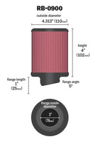 K&N Universal Rubber Filter 3 inch 5 Degree FLG 4 1/2 inch OD 4 inch Height