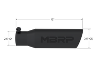 MBRP Universal Tip 3in O.D. Angled Rolled End 2 inlet 12 length - Black Finish