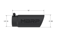 MBRP Universal Tip 4 O.D. Angled Rolled End 3.5 inlet 10 length- Black Finish