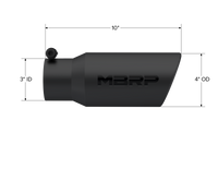MBRP Universal Tip 4in OD 3in Inlet 10in Length Angled Rolled End Black