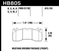 Hawk 15-17 Ford Mustang Brembo Package DTC-60 Front Brake Pads