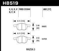 Hawk HPS 08-09 Mazda 3 / Ford/ Volvo HPS Street Front Brake Pads