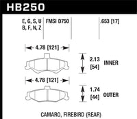 Hawk 98-02 Chevrolet Camaro 5.7L/3.8L / 98-02 Pontiac Firebird 5.7L/3.8L  HPS Street Rear Brake Pads