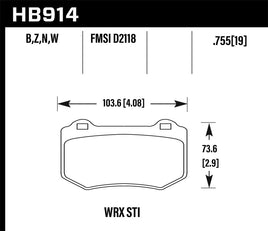 Hawk 2018 Subaru WRX STI DTC-30 Rear Brake Pads