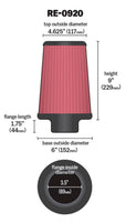 K&N Universal Rubber Filter 3 1/2inch ID FLG / 6inch Base / 4-5/8inch Top / 9inch Height