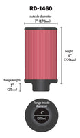 K&N Universal Air Filter 4in Flange ID 7in OD 9in Height